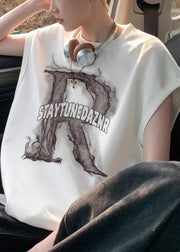 New Apricot Letter Print Oversized Cotton Men Tank Sleeveless