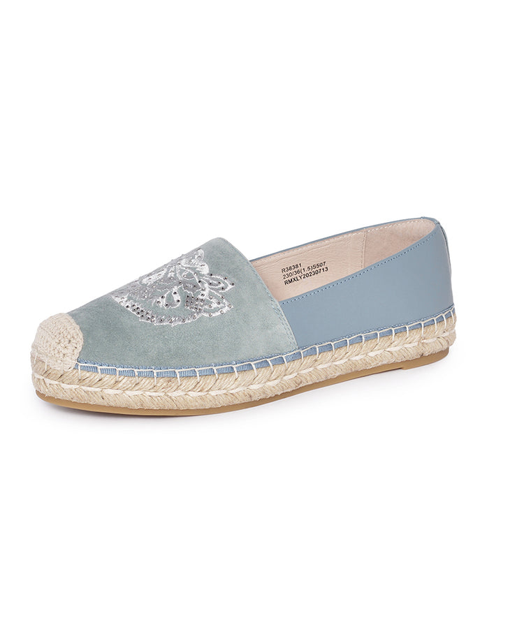 New Apricot Suede Embroidered Splicing Loafer Shoes