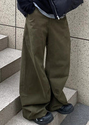 New Army Green Solid Elastic Waist Cotton Mens Pants Spring