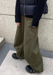 New Army Green Solid Elastic Waist Cotton Mens Pants Spring