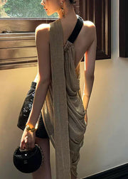 New Asymmetrical Wrinkled Side Open Tank Top Sleeveless