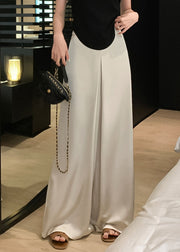 New Beige High Waist Thin Silk Pants Summer