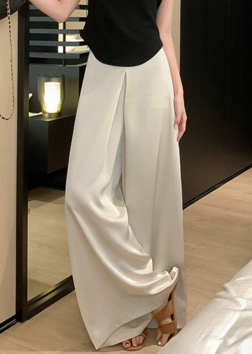 New Beige High Waist Thin Silk Pants Summer