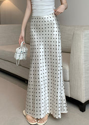 New Beige Original Design Print Silk Maxi Skirts