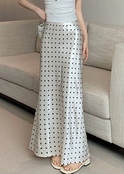 New Beige Original Design Print Silk Maxi Skirts