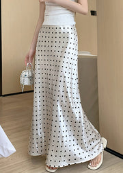New Beige Original Design Print Silk Maxi Skirts