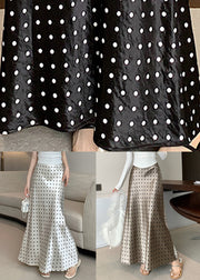 New Beige Original Design Print Silk Maxi Skirts