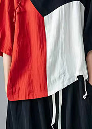 New Black Asymmetrical Patchwork Cotton Top Bracelet Sleeve