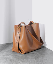 New Black Calf Leather Large Capacity Casual Bucket Bag