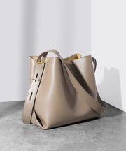 New Black Calf Leather Large Capacity Casual Bucket Bag