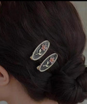 New Black Copper Alloy Pearl Resin Flora Hairpin
