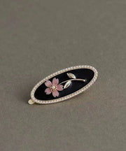 New Black Copper Alloy Pearl Resin Flora Hairpin