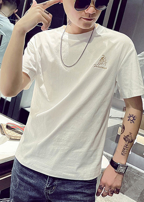 New Black Embroideried Cotton Mens T Shirt Designer Summer
