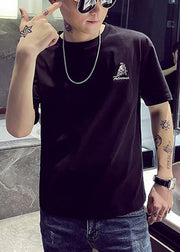 New Black Embroideried Cotton Mens T Shirt Designer Summer