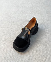 New Black Faux Leather Splicing Faux Leather Loafers