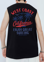 New Black O Neck Letter Print Cotton Men's Tanks Sleeveless