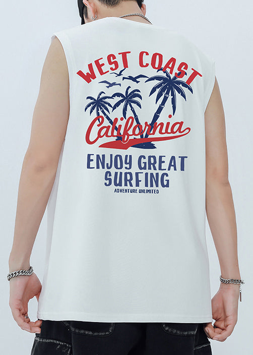 New Black O Neck Letter Print Cotton Men&