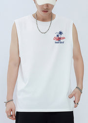 New Black O Neck Letter Print Cotton Men's Tanks Sleeveless