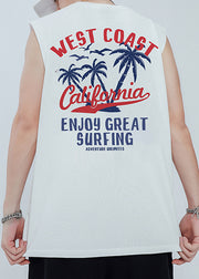 New Black O Neck Letter Print Cotton Men's Tanks Sleeveless