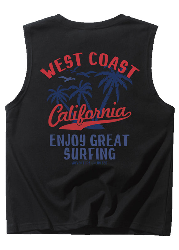 New Black O Neck Letter Print Cotton Men&