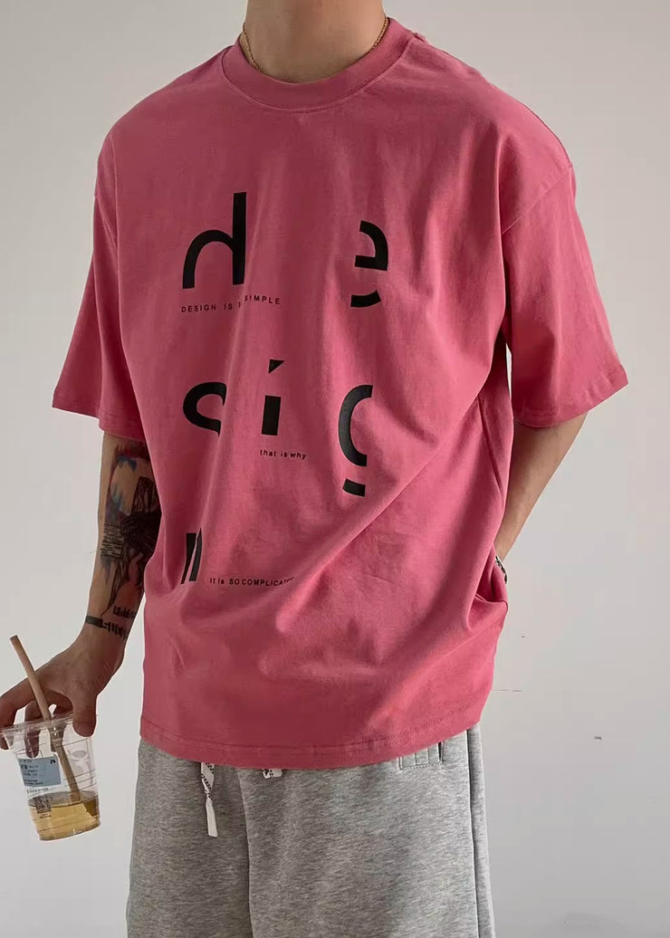 New Black O Neck Print Cotton Men T Shirts Half Sleeve