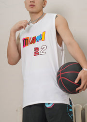 New Black O Neck Print Cotton Mens Tanks Sleeveless