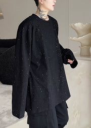 New Black O Neck Sequins Cotton T Shirts Men Apparel Spring