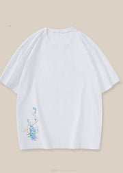 New Black Oriental Embroideried Cotton Mens T Shirt Summer