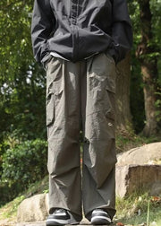 New Black Pockets Solid Cotton Men Pants Spring