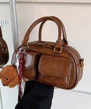 New Black Pockets Versatile Faux Leather Tote Bag
