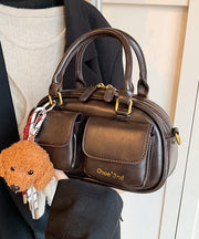 New Black Pockets Versatile Faux Leather Tote Bag