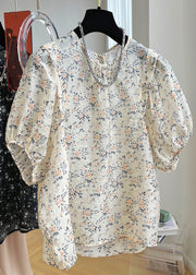 New Black Print Button Cotton Shirt Summer
