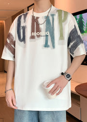 New Black Print Letter Cotton Men T Shirt Summer