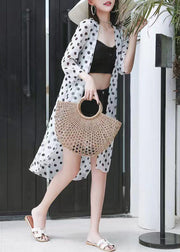New Black Print Low High Design Chiffon Cardigans Bracelet Sleeve