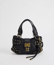 New Black Rivet Faux Leather Stylish Phone Bag