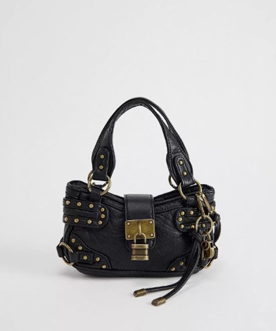 New Black Rivet Faux Leather Stylish Phone Bag