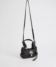 New Black Rivet Faux Leather Stylish Phone Bag