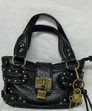 New Black Rivet Faux Leather Stylish Phone Bag