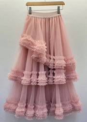 New Black Ruffled Elastic Waist Tulle Skirt Summer