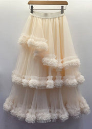 New Black Ruffled Elastic Waist Tulle Skirt Summer