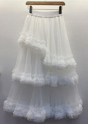 New Black Ruffled Elastic Waist Tulle Skirt Summer