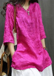 New Black V Neck Embroidered Linen Mid Dresses Summer