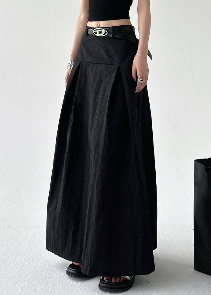 New Black Zippered High Waist Cotton Skirts Summer