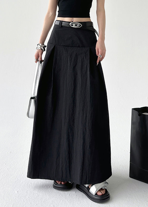 New Black Zippered High Waist Cotton Skirts Summer