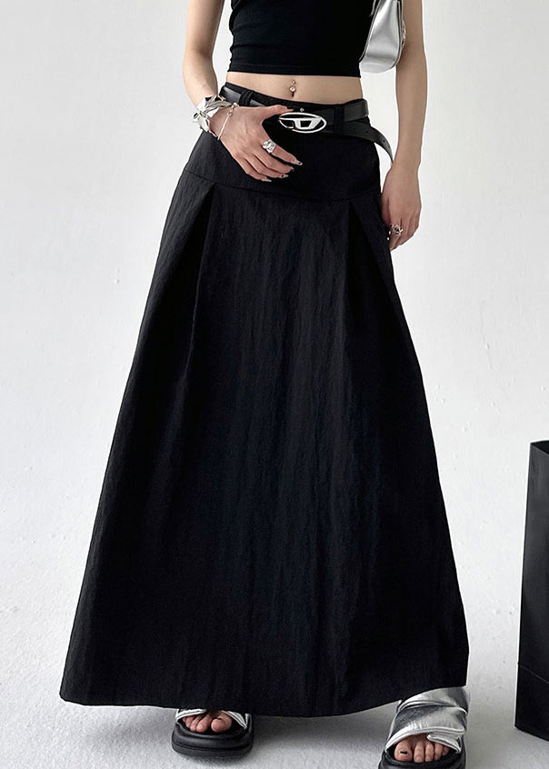 New Black Zippered High Waist Cotton Skirts Summer