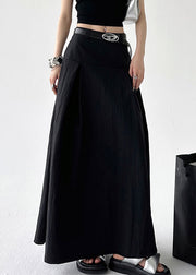 New Black Zippered High Waist Cotton Skirts Summer