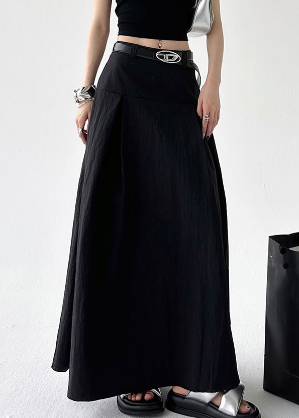 New Black Zippered High Waist Cotton Skirts Summer
