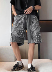 New Blue Asymmetrical Raw Edge Denim Mens Shorts Summer