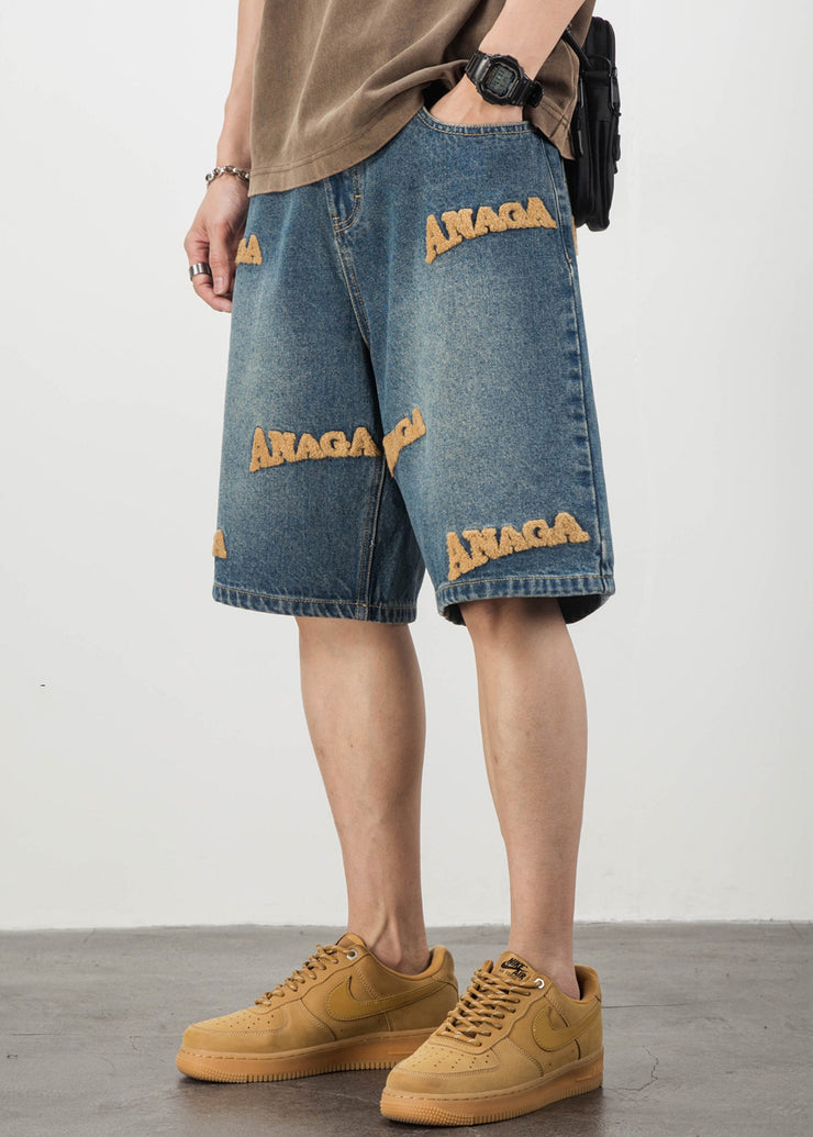 New Blue Letter Pockets Mens Pants Men Shorts Summer