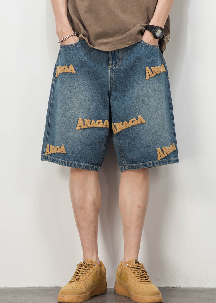 New Blue Letter Pockets Mens Pants Men Shorts Summer
